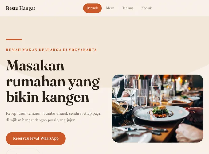Pratinjau template Resto Hangat
